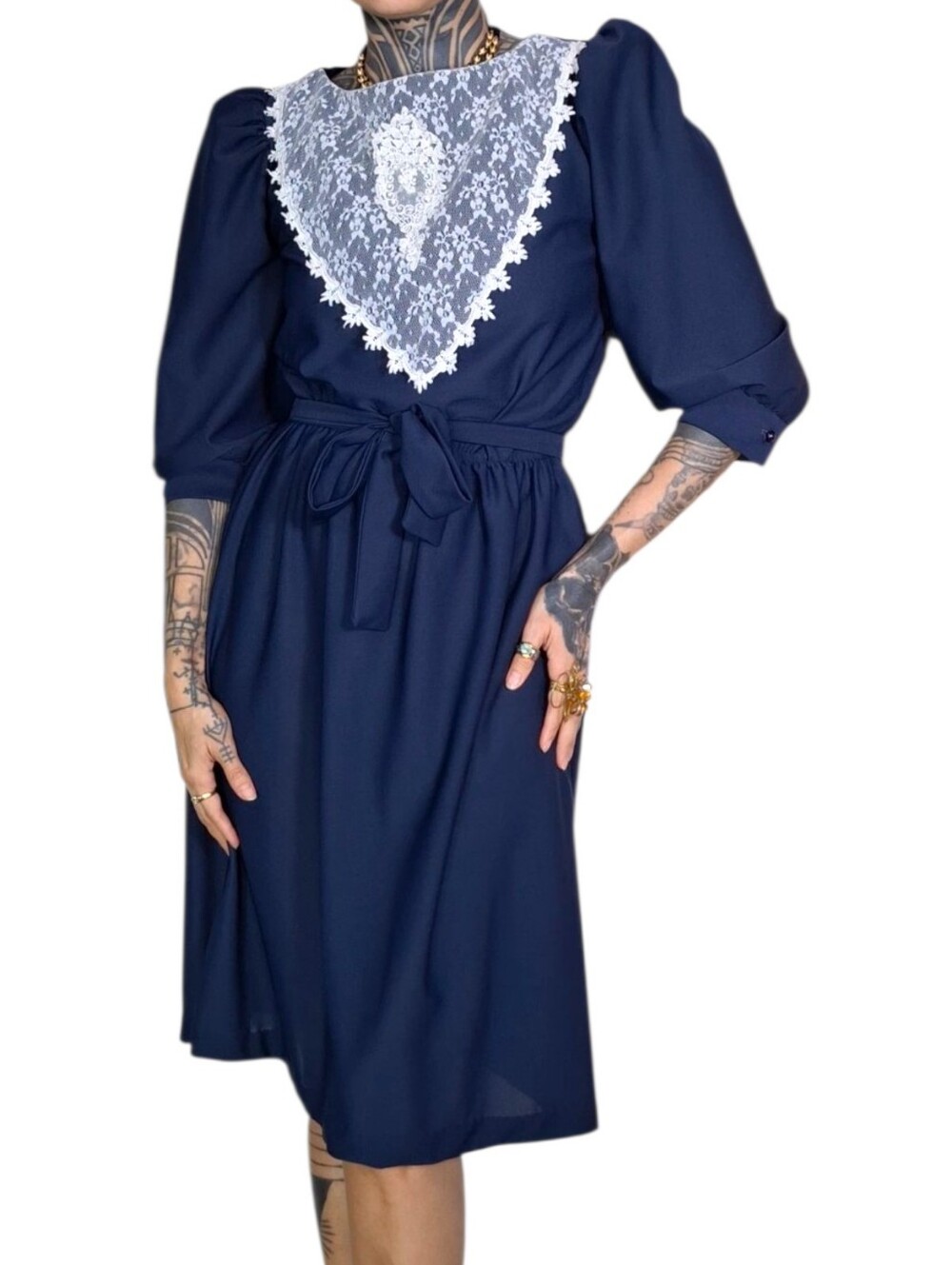Vintage 80s Dress XS Lace Victorian Cottagecore Prairie Granny Chic Coquette